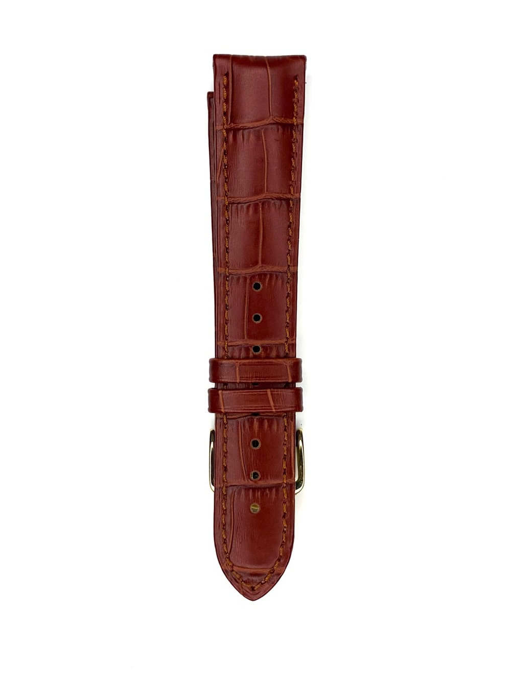 Hirsch Duke Brown Alligator-Embossed Leather Watch Strap - Gold Buckle
